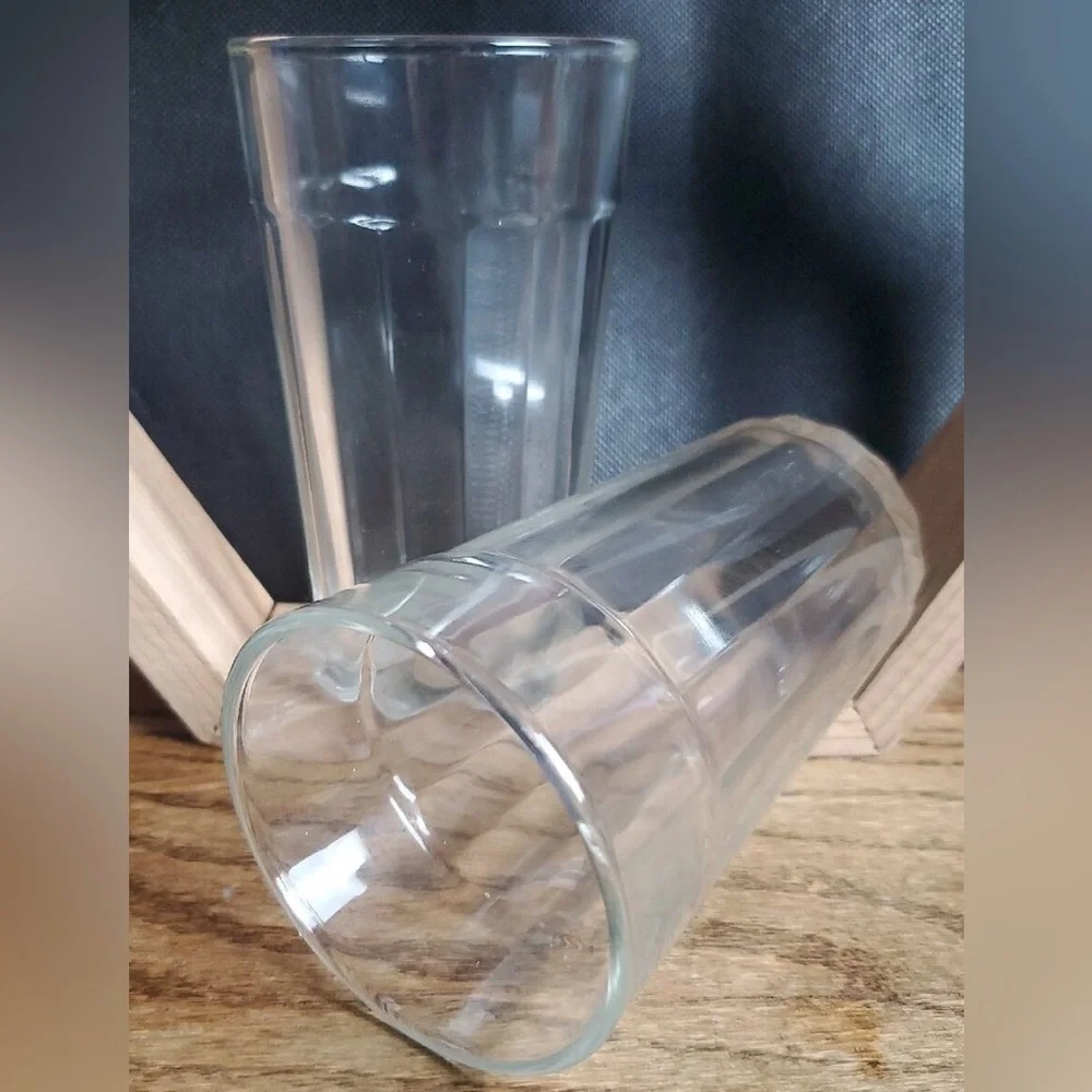 Set off 6/ Totally Today Straight Paneled Round Clear 10 oz Drinking Glasses
